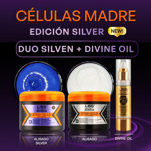 Alisado Células Madre + Alisado Células Madre Edición Silver + Divine Oil