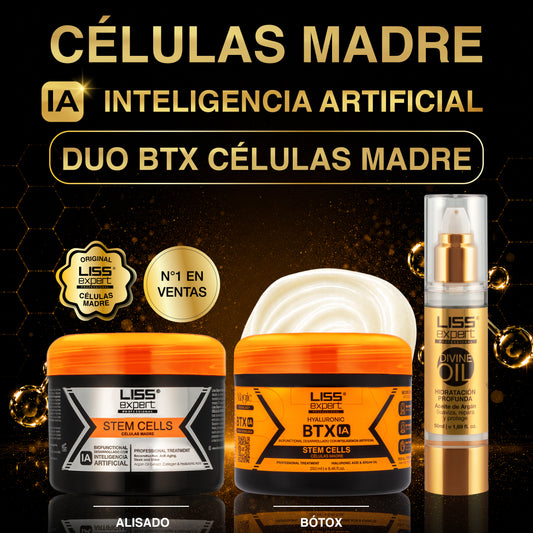 Alisado Células Madre + BTX Hyaluronic + Divine Oil