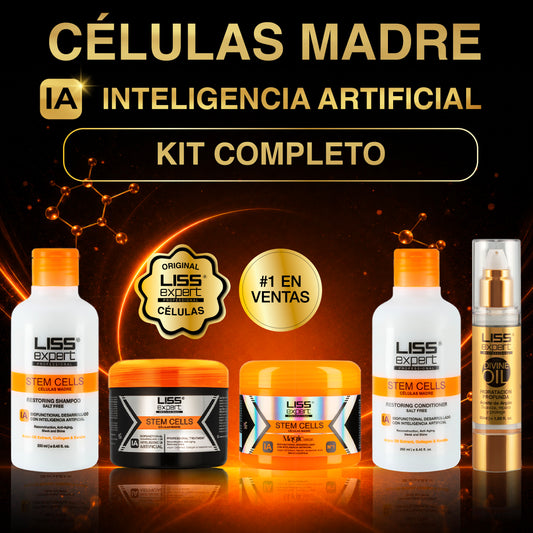 Alisado Células Madre + Mascarilla Magic IA + Shampoo y Acondicionador Células Madre + Divine Oil
