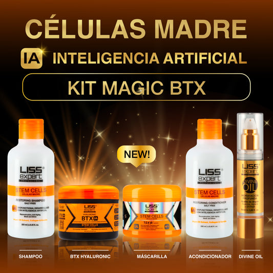 BTX Hyaluronic + Mascarilla Magic + Shampoo y Acondicionador Células Madre + Divine Oil