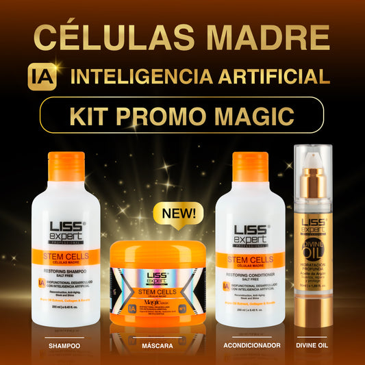 Mascarilla Magic IA + Shampoo y Acondicionador Células Madre + Divine Oil