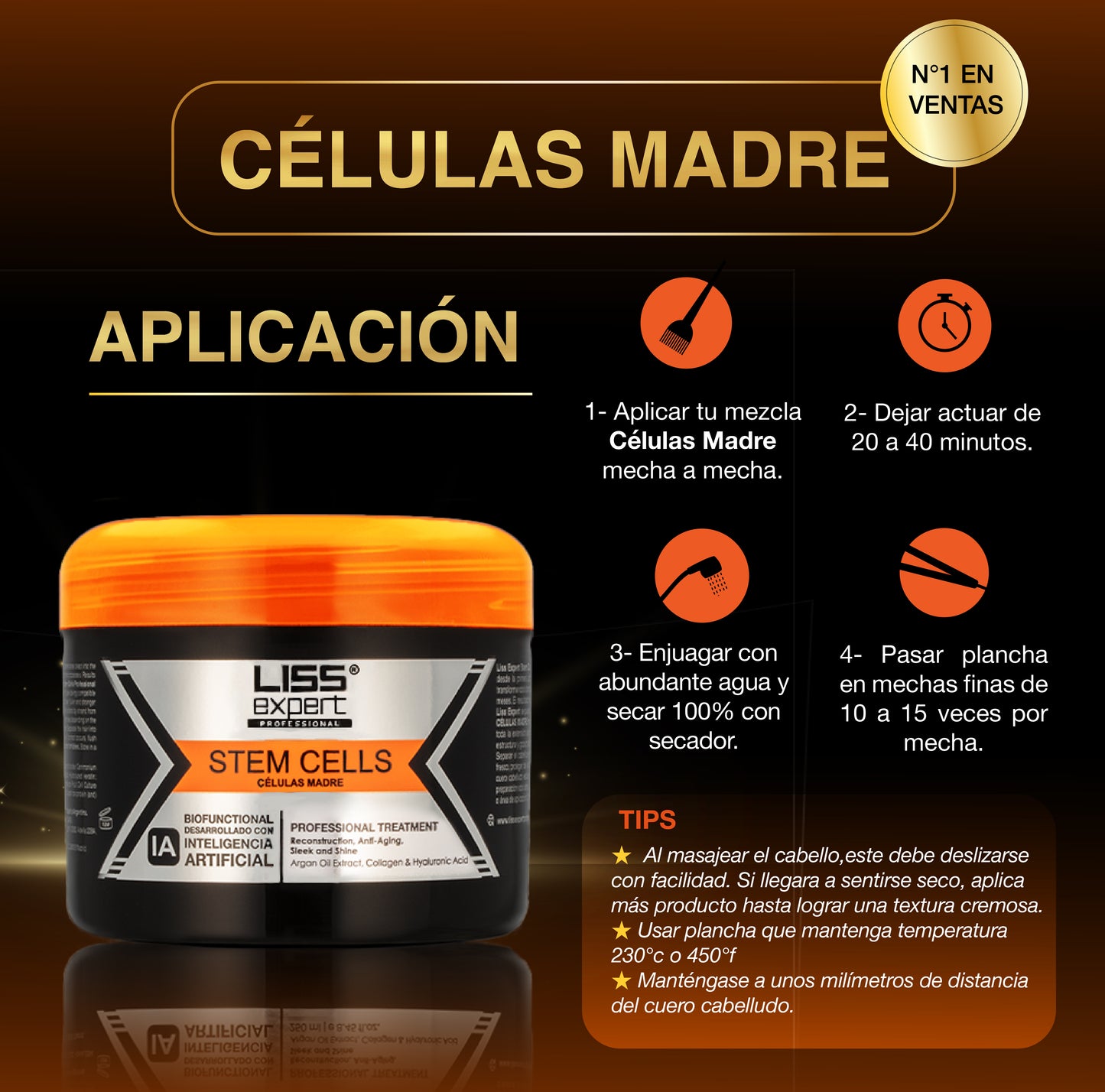 Alisado Células Madre + Mascarilla Magic IA + Shampoo y Acondicionador Células Madre + Divine Oil