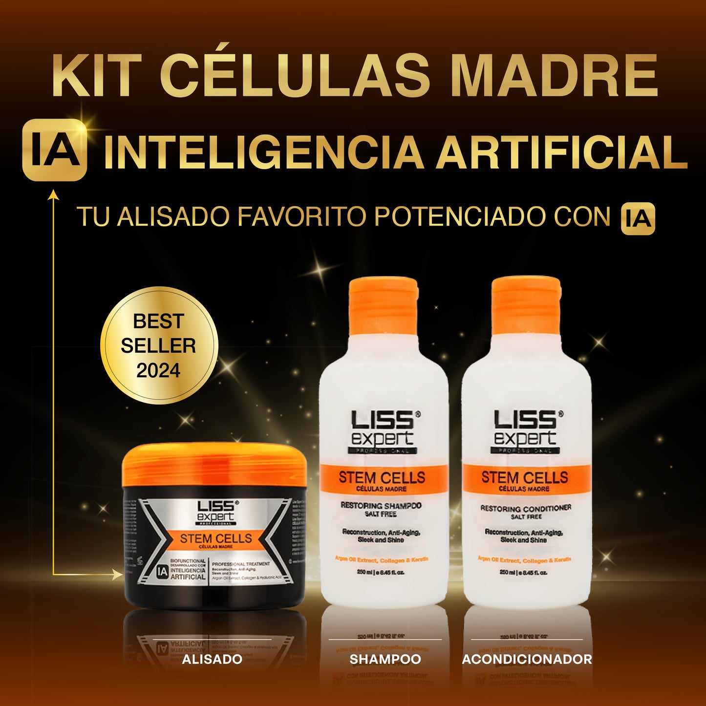 Alisado Células Madre + Shampoo y Acondicionador Células Madre